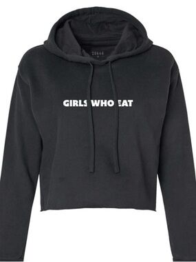 Dell Black Cropped Hoodie with White 'GIRLS WHO EAT' Print